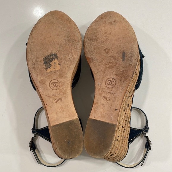 Chanel Denim Camellia Flower Cork Wedges! What are you waiting for??? 😘 - Picture 4 of 4